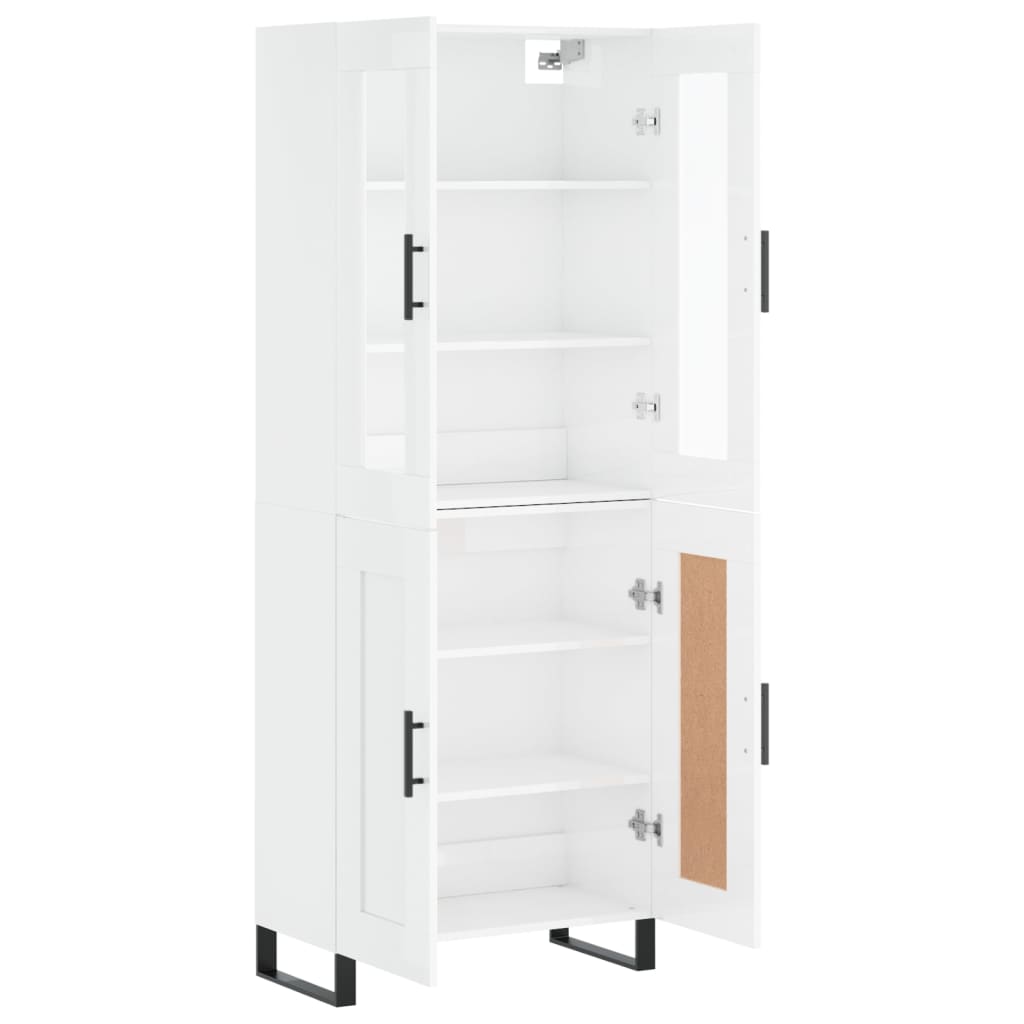 vidaXL Highboard High Gloss White 69.5x34x180 cm Engineered Wood