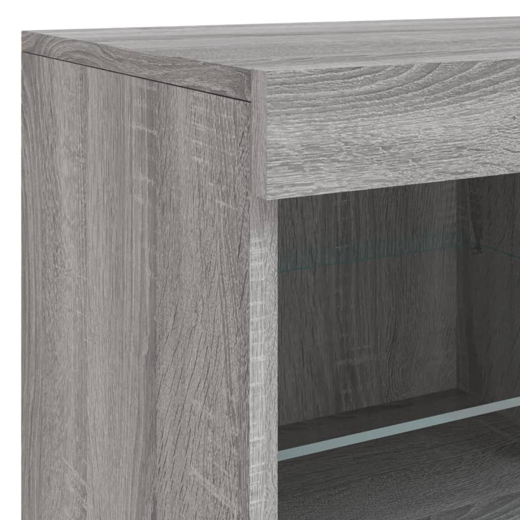 vidaXL Sideboard with LED Lights Grey Sonoma 163x37x67 cm