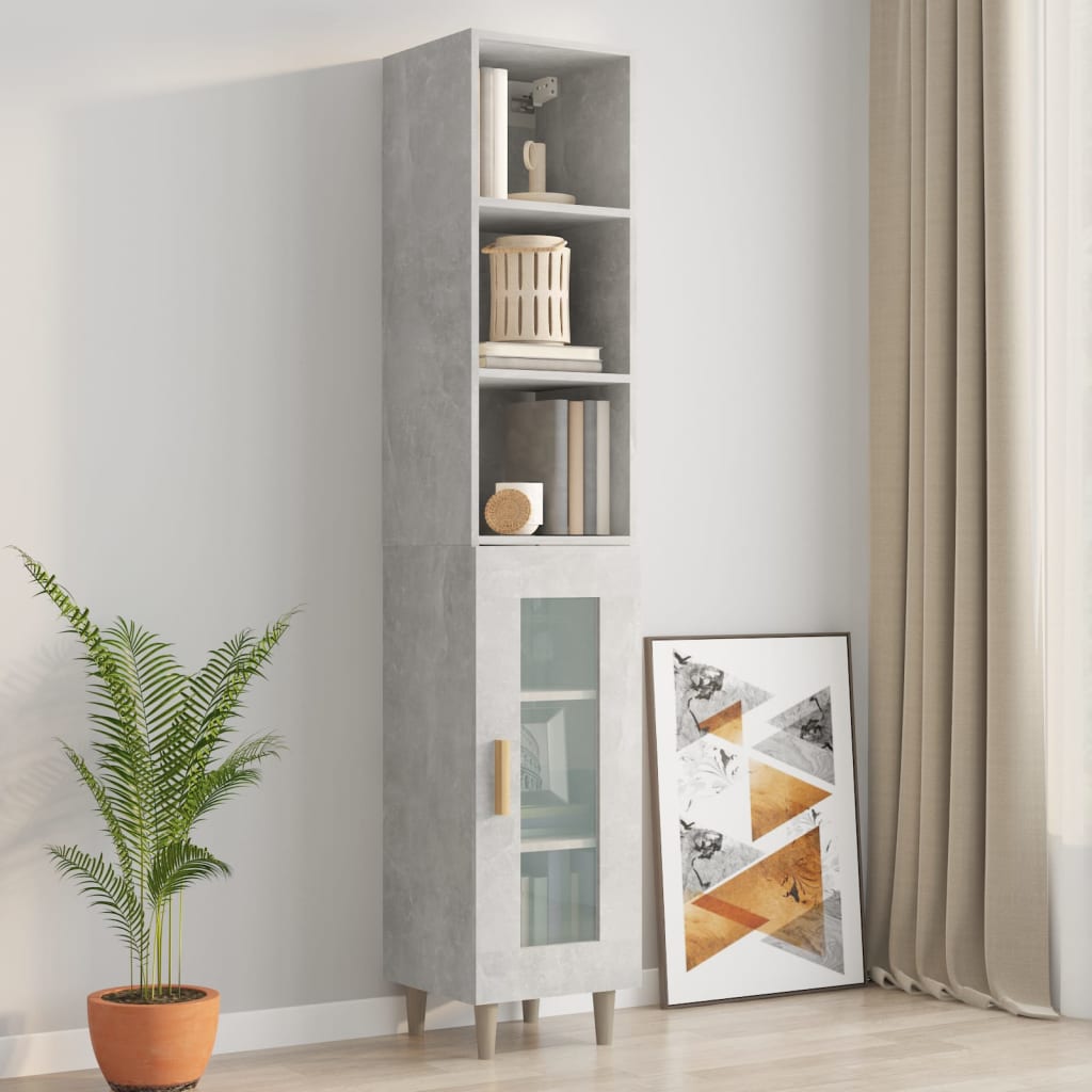 vidaXL Wall Cabinet Concrete Grey 34.5x32.5x90 cm Engineered Wood