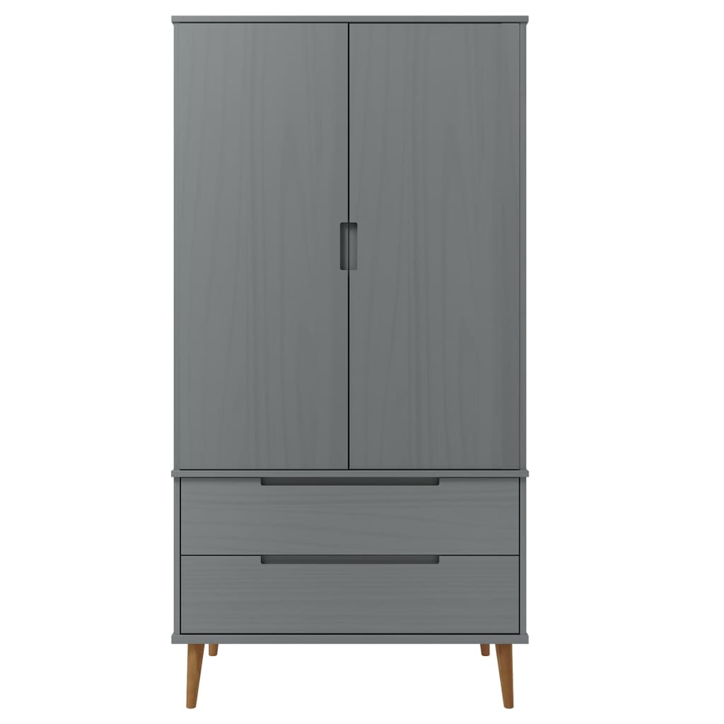 vidaXL Wardrobe MOLDE Grey 90x55x175 cm Solid Wood Pine