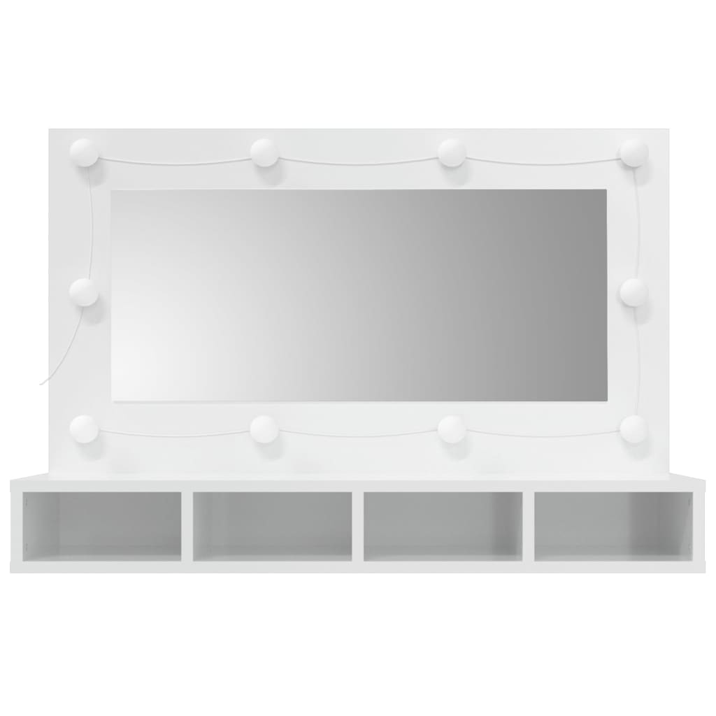 vidaXL Mirror Cabinet with LED High Gloss White 90x31.5x62 cm