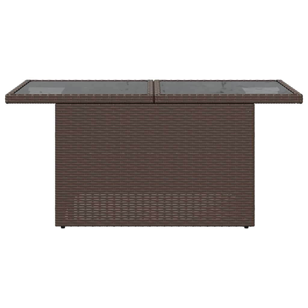 vidaXL Garden Table with Glass Top Brown 100x55x73 cm Poly Rattan