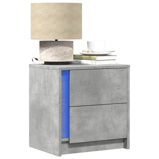 vidaXL Bedside Cabinets with LED Lights 2 pcs Concrete Grey Engineered Wood