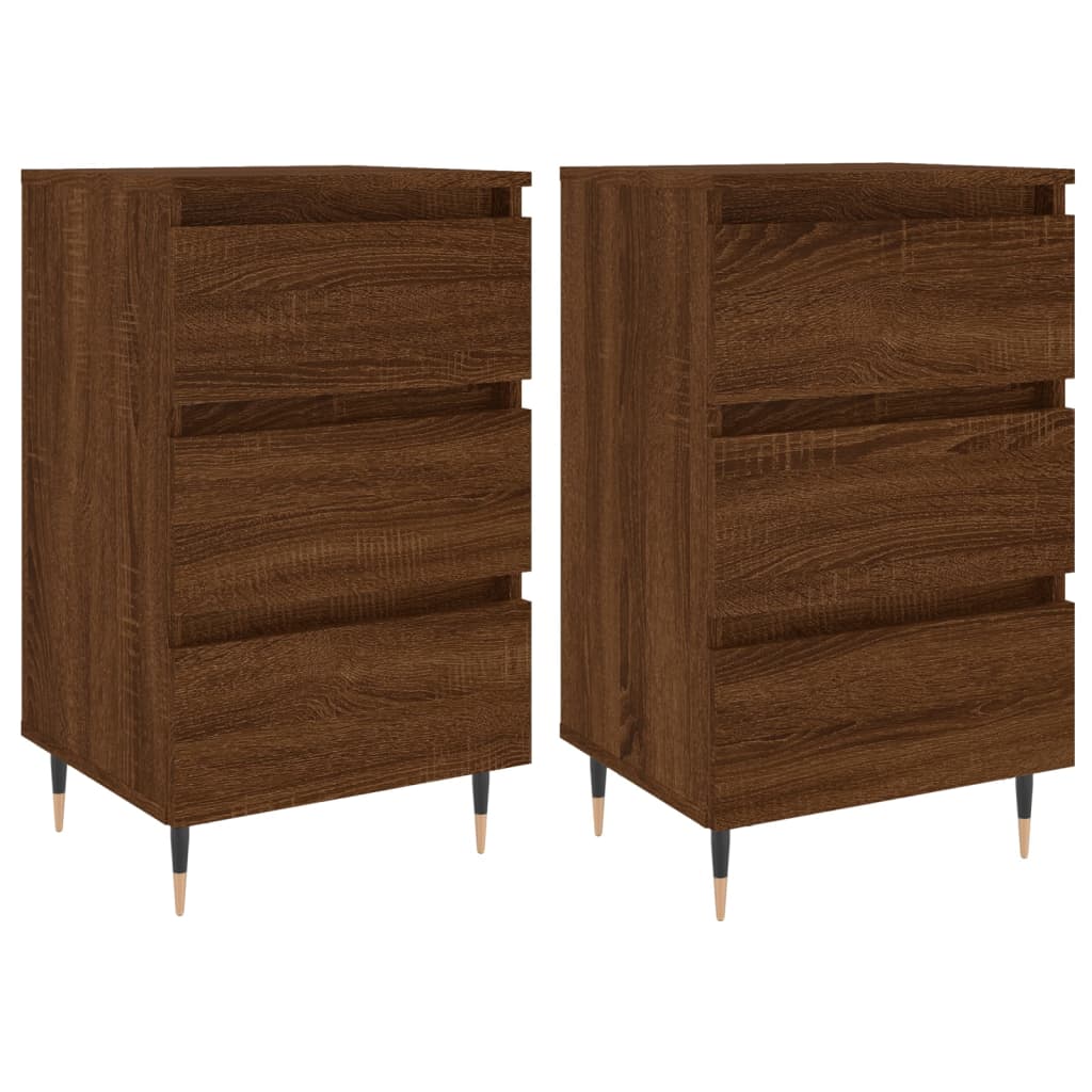 vidaXL Bedside Cabinets 2 pcs Brown Oak 40x35x69 cm Engineered Wood