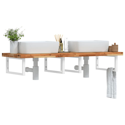 vidaXL Basin Shelf Wall Mounted Steel and Solid Wood Acacia