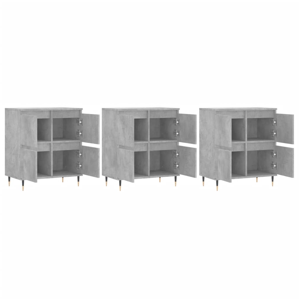 vidaXL Sideboards 3 pcs Concrete Grey Engineered Wood