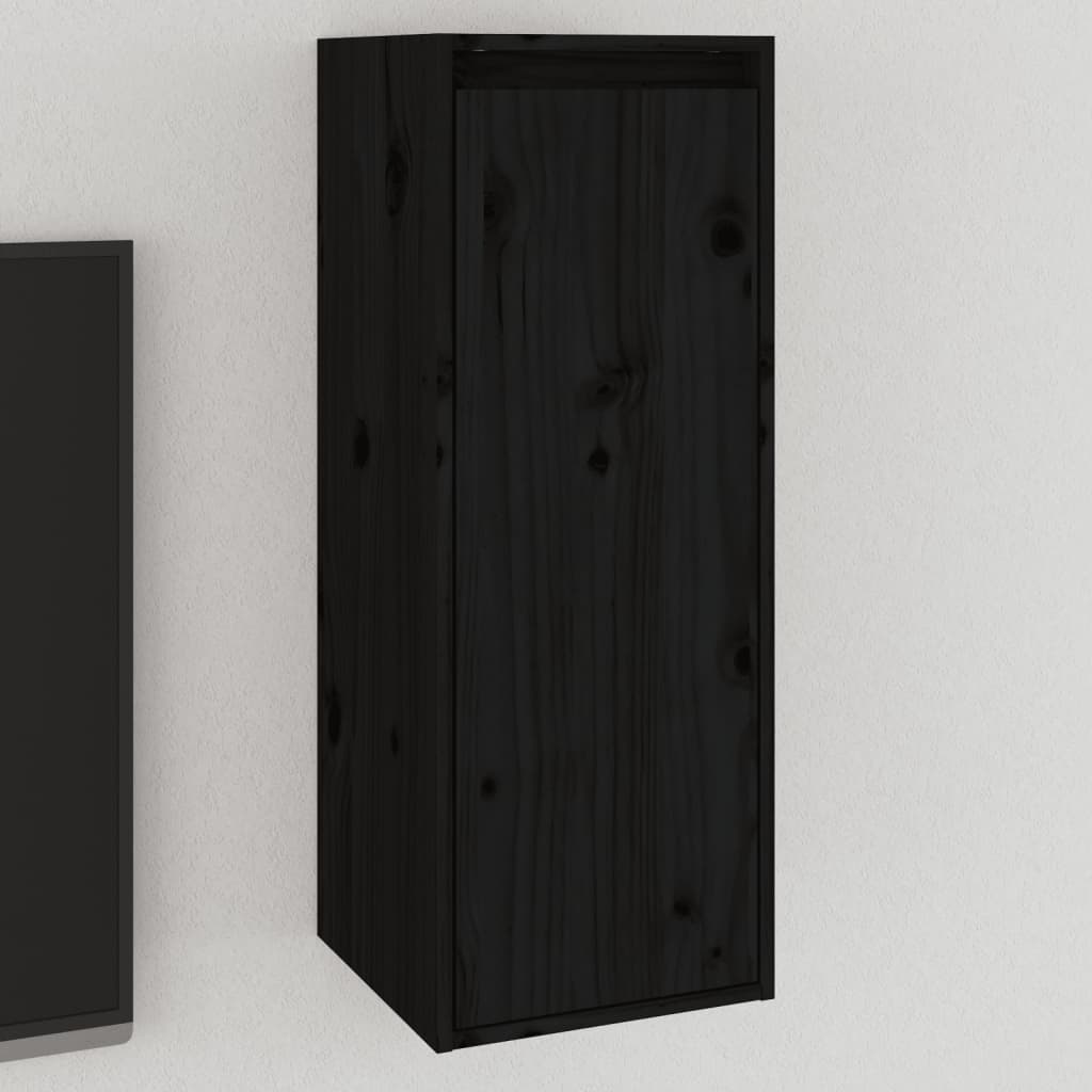 vidaXL Wall Cabinet Black 30x30x80 cm Solid Wood Pine