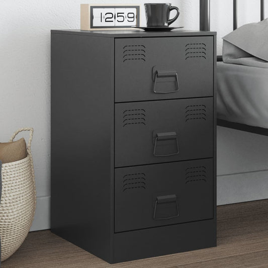 vidaXL Bedside Cabinet Black 34.5x39x62 cm Steel