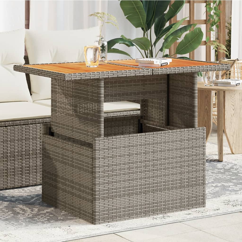 vidaXL Garden Table Grey 100x55x73 cm Poly Rattan and Acacia Wood