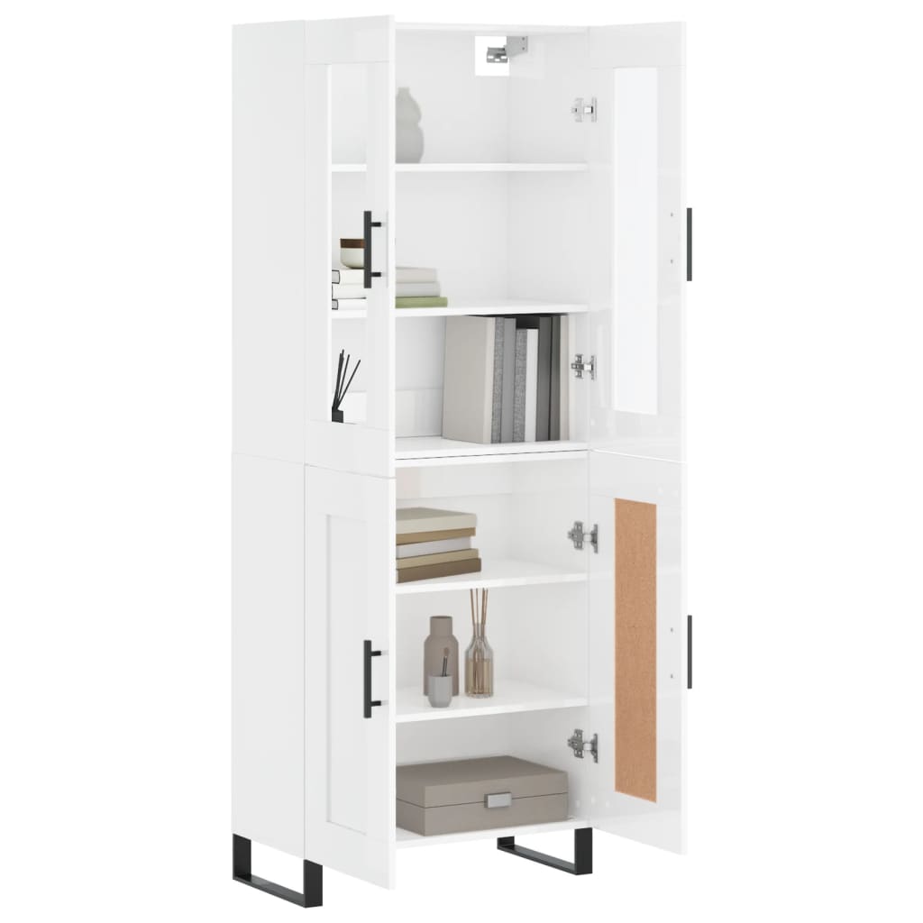 vidaXL Highboard High Gloss White 69.5x34x180 cm Engineered Wood