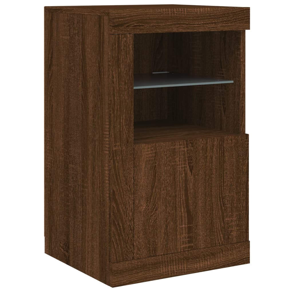 vidaXL Sideboard with LED Lights Brown Oak 163x37x67 cm