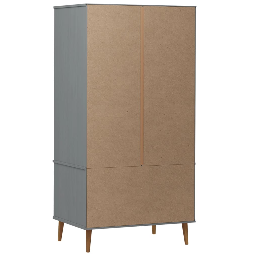 vidaXL Wardrobe MOLDE Grey 90x55x175 cm Solid Wood Pine