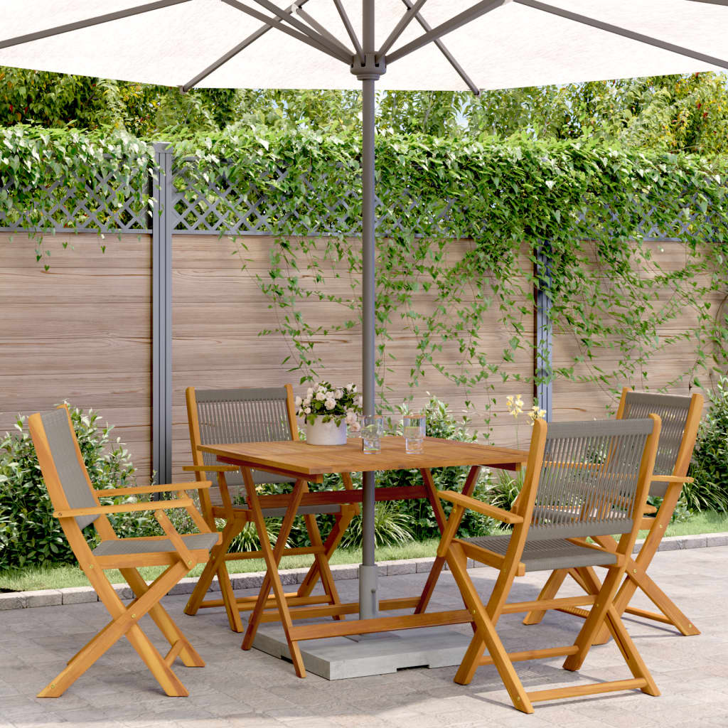 vidaXL 5 Piece Garden Dining Set Grey Polypropylene and Solid Wood