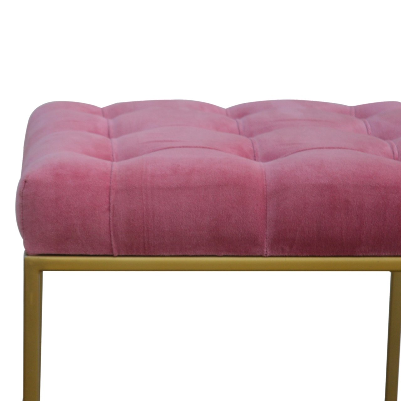 pink-velvet-gold-base-footstool-1at Willow and Wine!