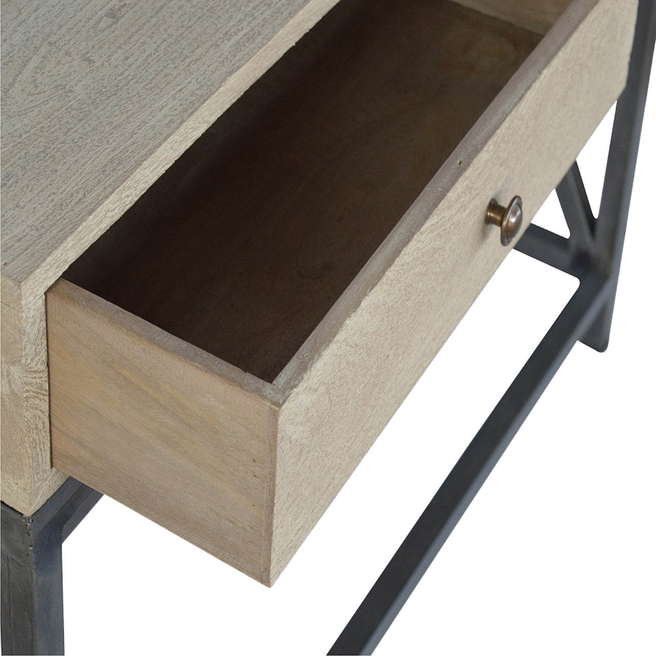 Mango Wood Metal Base Console Table