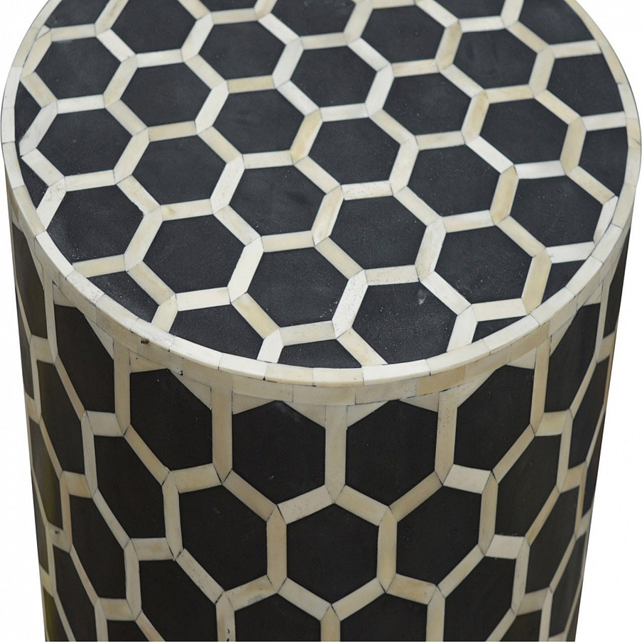 Cylindrical Bone Inlay Footstool