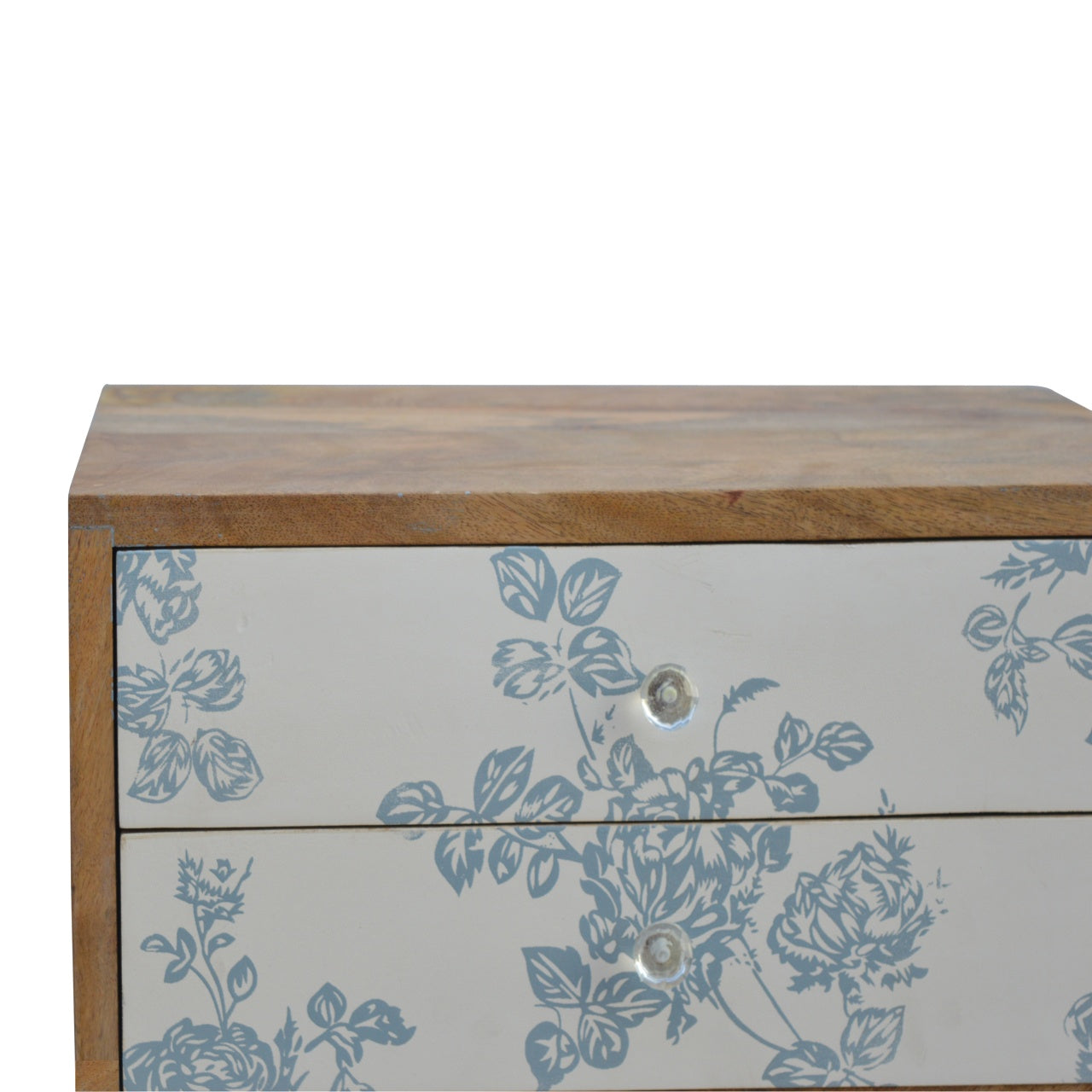 Blue Floral Screen Printed Bedside