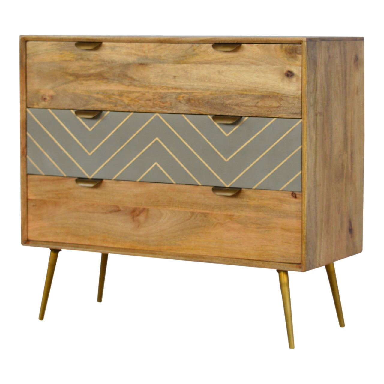 Sleek Cement Brass Inlay Chest