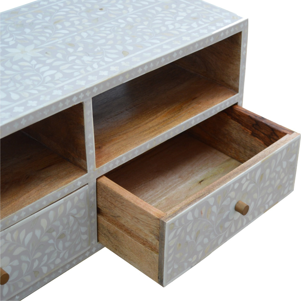 Floral Bone Inlay Media Unit