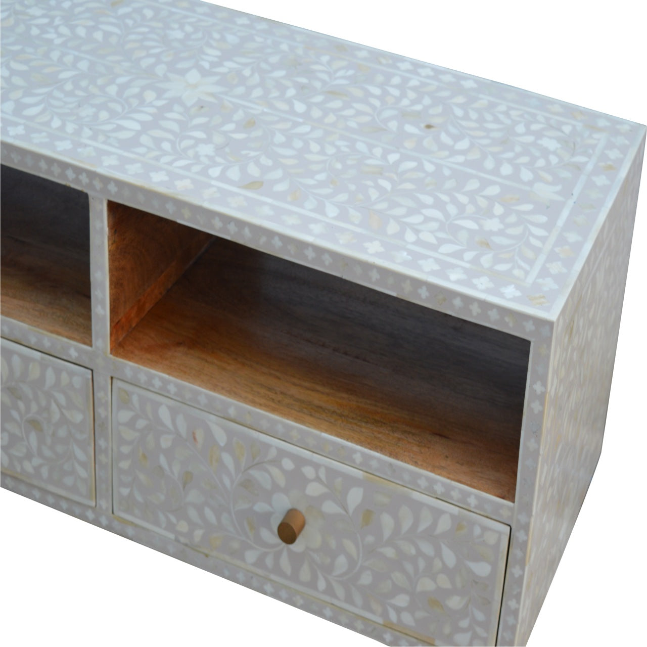 Floral Bone Inlay Media Unit