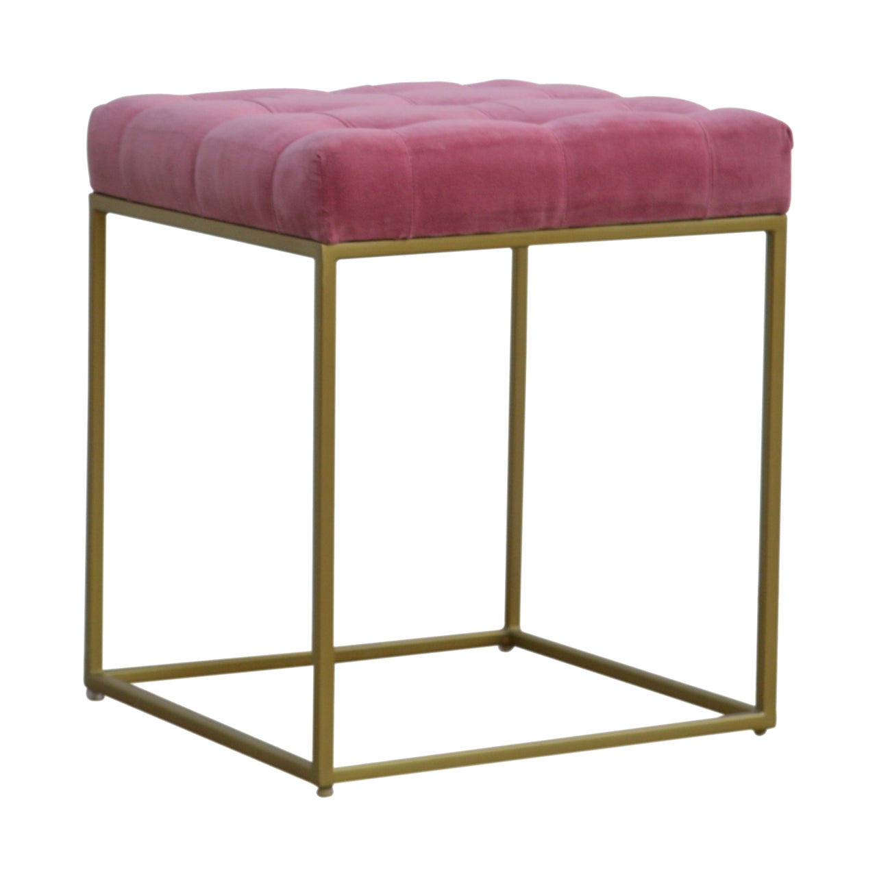 pink-velvet-gold-base-footstool-1at Willow and Wine!