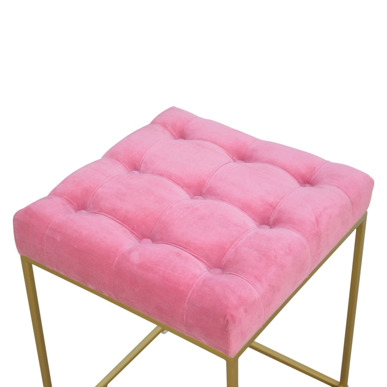 pink-velvet-gold-base-footstool-1at Willow and Wine!