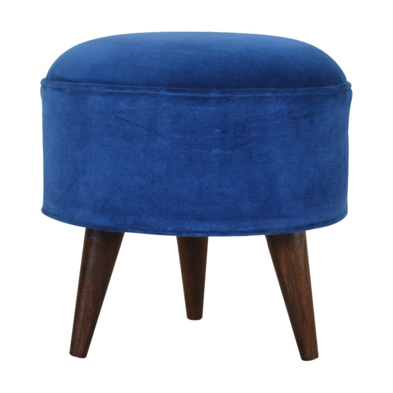 Royal Blue Velvet Nordic Footstool