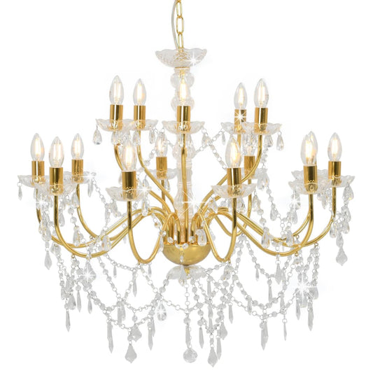vidaXL Chandelier 2-layer Golden 15 x E14 Bulbs at Willow and Wine