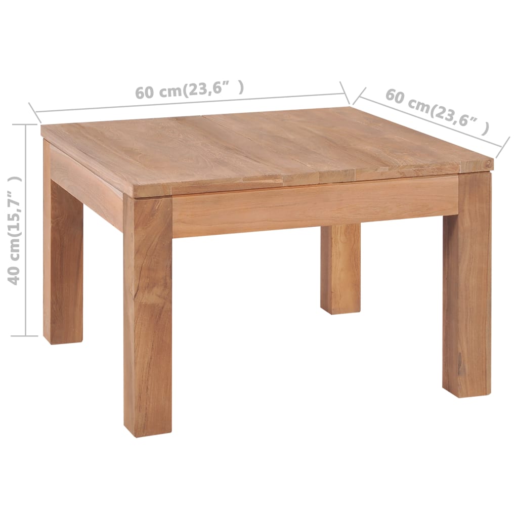 vidaXL Coffee Table Solid Teak Wood with Natural Finish 60x60x40 cm at Willow and Wine