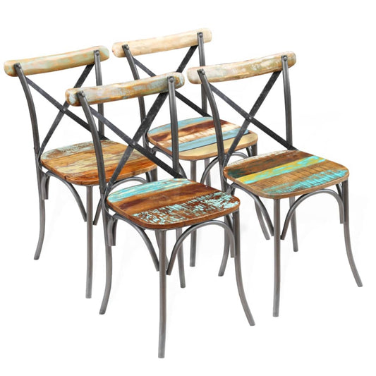 vidaXL Dining Chairs 4 pcs Solid Reclaimed Wood at Willow and Wine