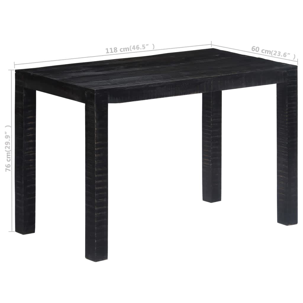 vidaXL Dining Table Black 118x60x76 cm Solid Mango Wood at Willow and Wine