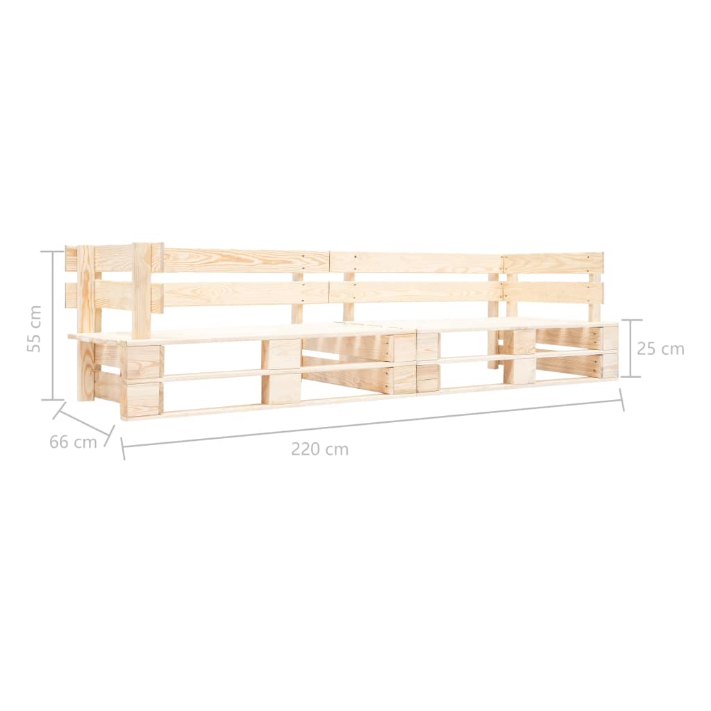 vidaXL Garden 2-Seater Pallet Sofa Natural Wood at Willow and Wine