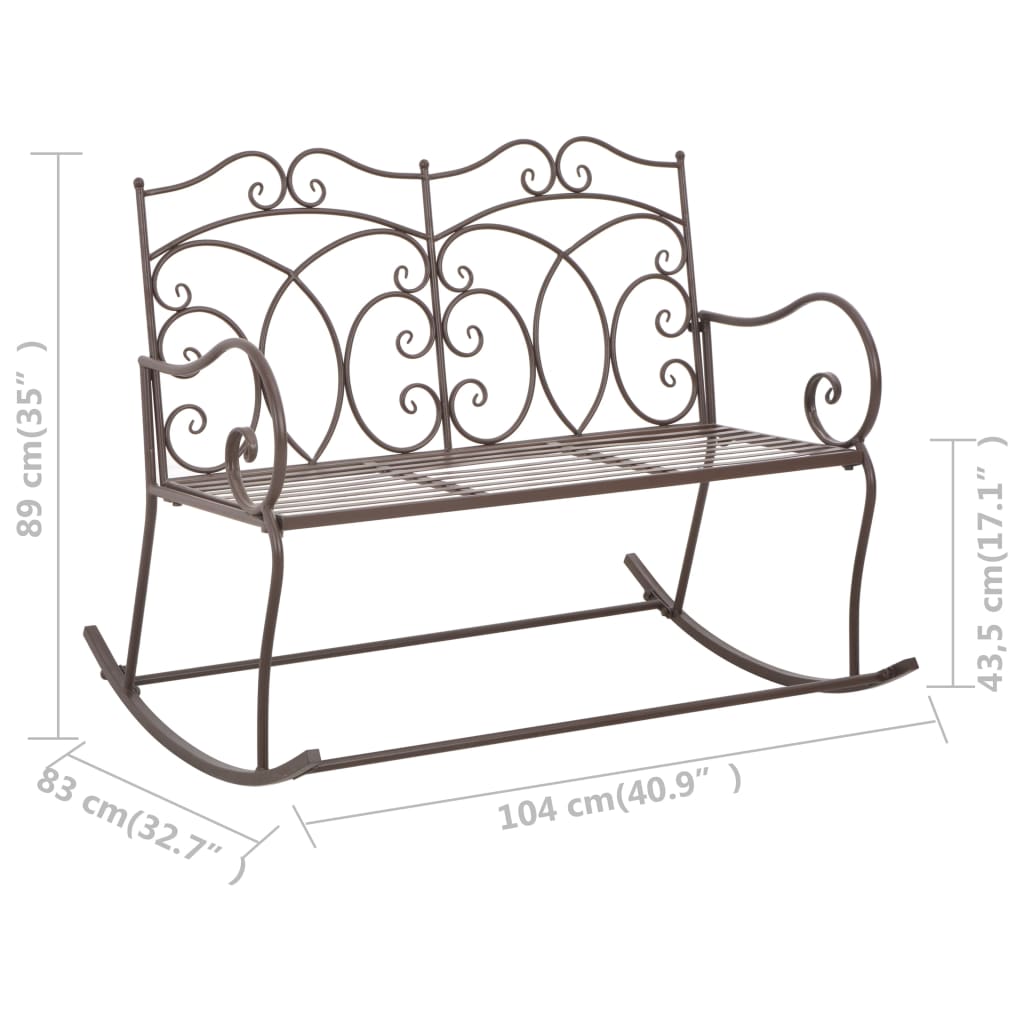 vidaXL Garden Bench 104 cm Iron Antique Brown at Willow and Wine