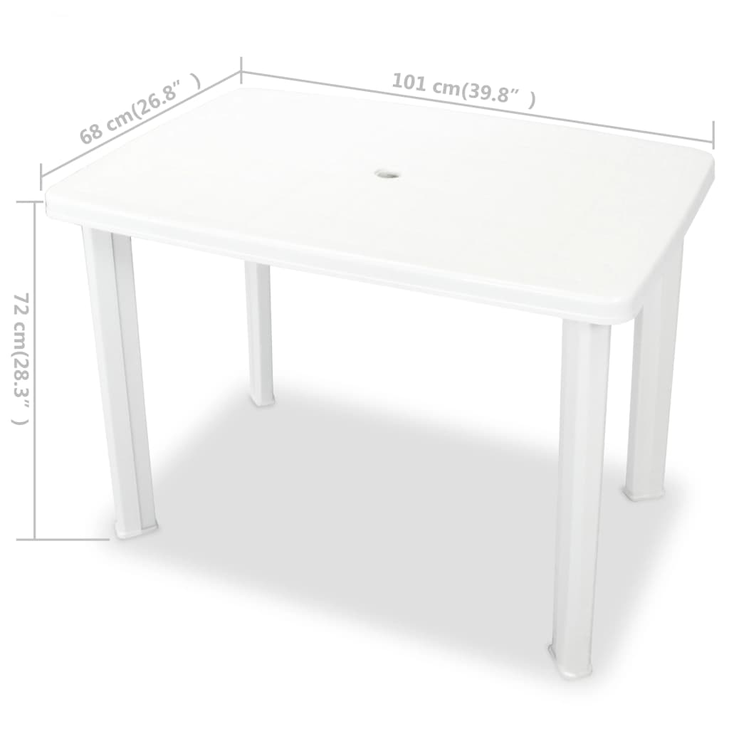 vidaXL Garden Table White 101x68x72 cm Plastic at Willow and Wine