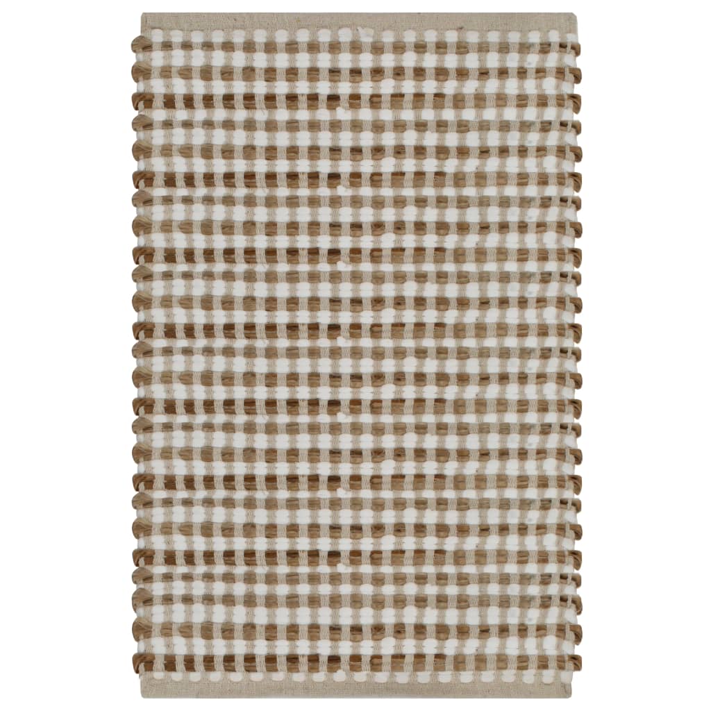 vidaXL Hand-Woven Jute Bathroom Mat Set Fabric Natural and White at Willow and Wine