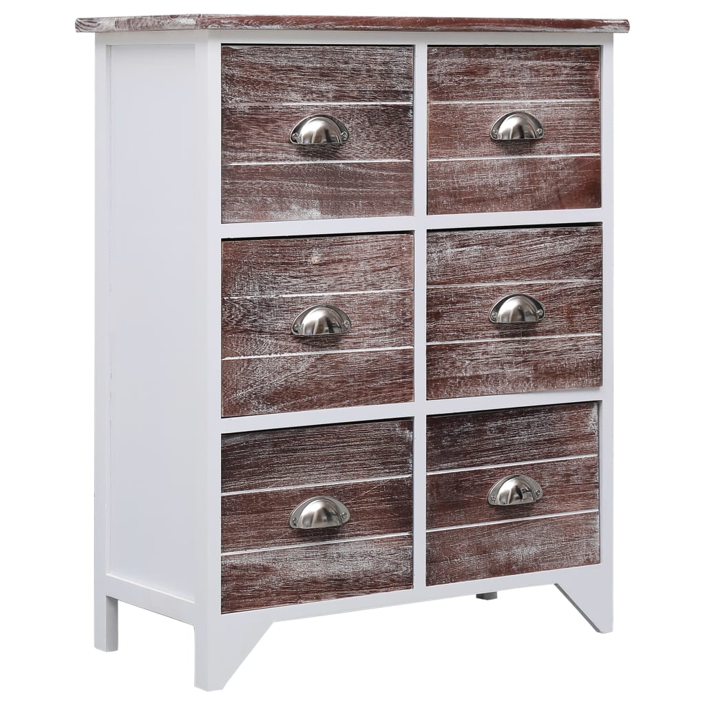 vidaXL Side Cabinet with 6 Drawers Brown 60x30x75 cm Paulownia Wood at Willow and Wine