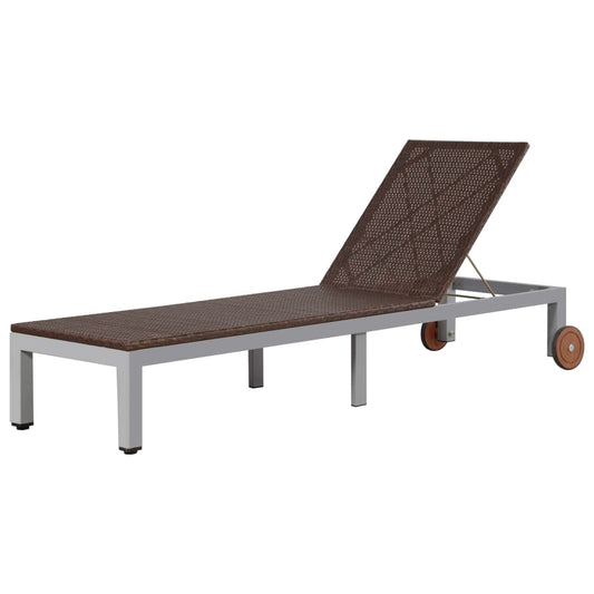 vidaXL Sun Lounger with Wheels Poly Rattan Brown at Willow and Wine