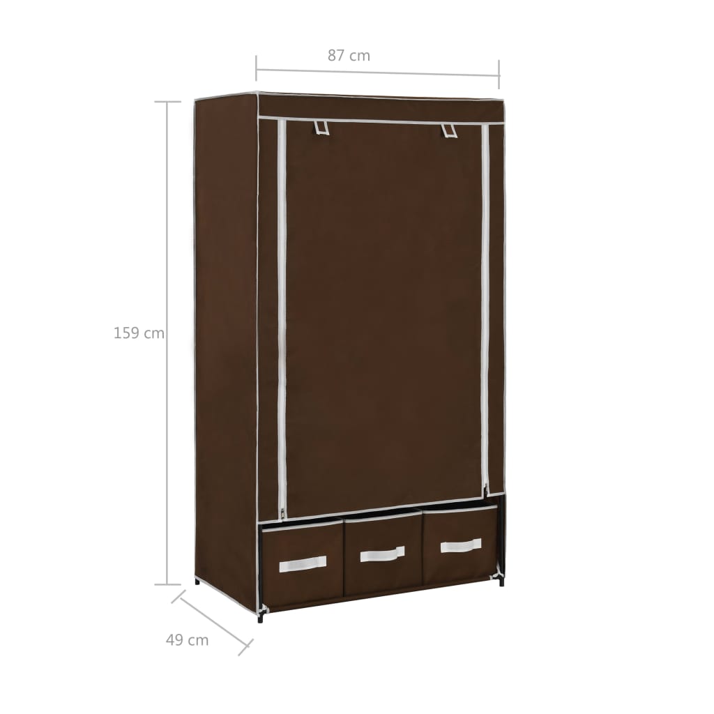 vidaXL Wardrobe Brown 87x49x159 cm Fabric at Willow and Wine