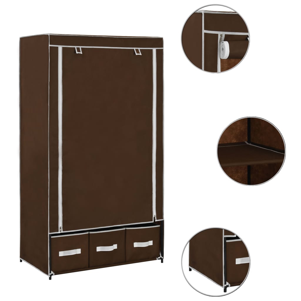 vidaXL Wardrobe Brown 87x49x159 cm Fabric at Willow and Wine