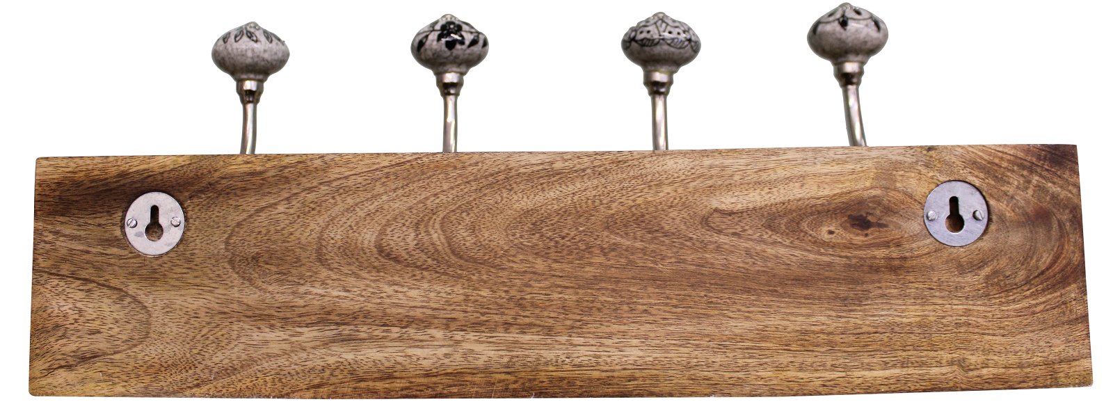 Black & Grey Ceramic Hooks on Wooden Base Willow and Wine