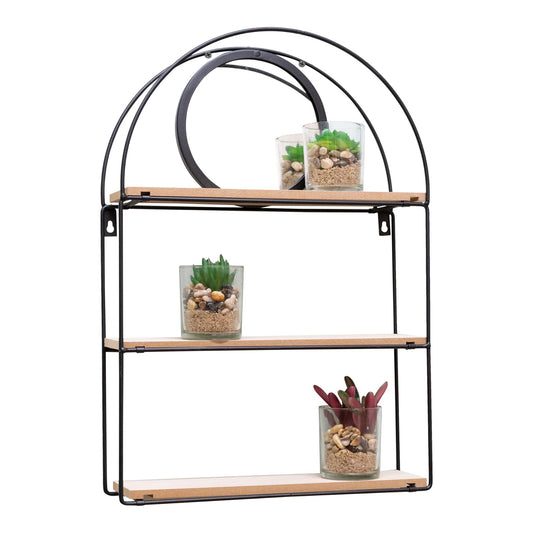 Black Metal 3 Shelves with Mirror Willow and Wine