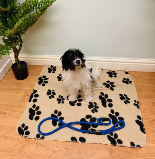 Brown Paw Print Fleece Throw 80cm Willow and Wine