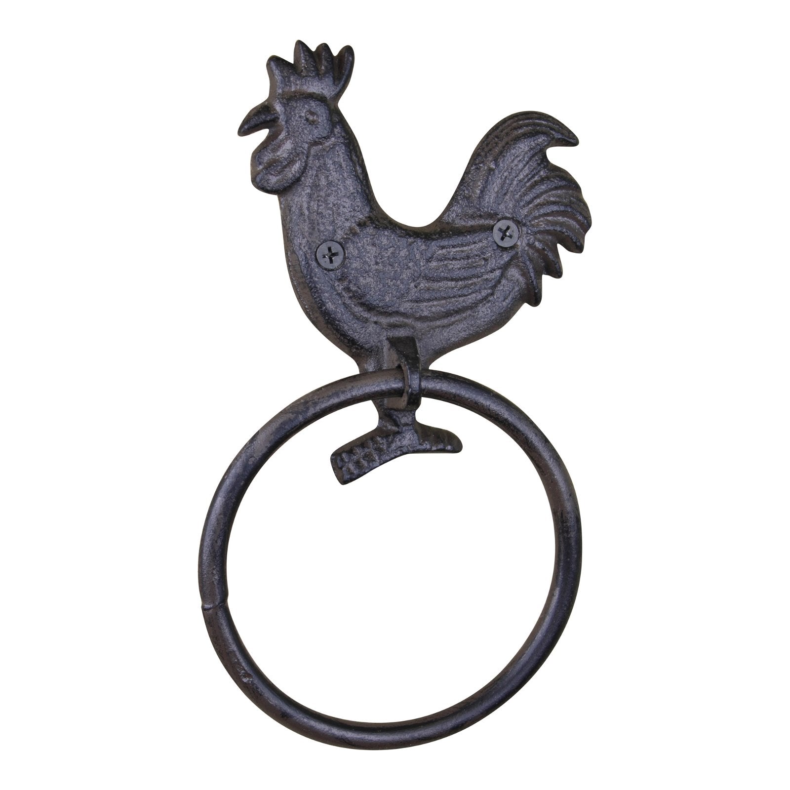 Cast Iron Rustic Towel Ring, Chicken Willow and Wine