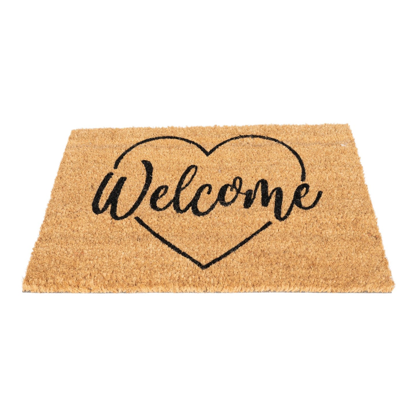 Coir Doormat with Welcome & Heart Shape Willow and Wine