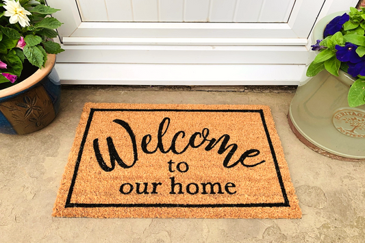 Coir Doormat with "Welcome To Our Home" Willow and Wine
