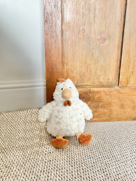 Curled Fur Fabric Brown Chicken Doorstop Willow and Wine