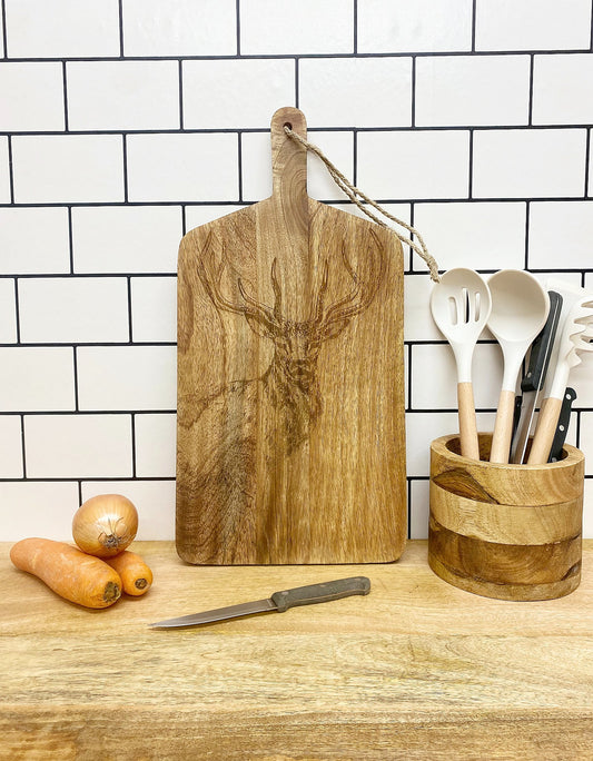 Engraved Stag Chopping Board Willow and Wine