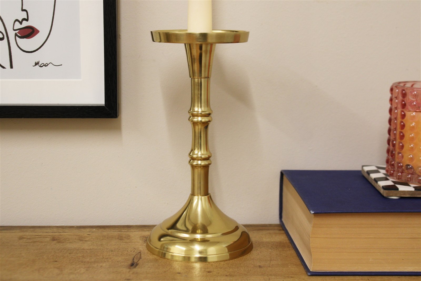 Gold Pillar Candlestick Small Willow and Wine