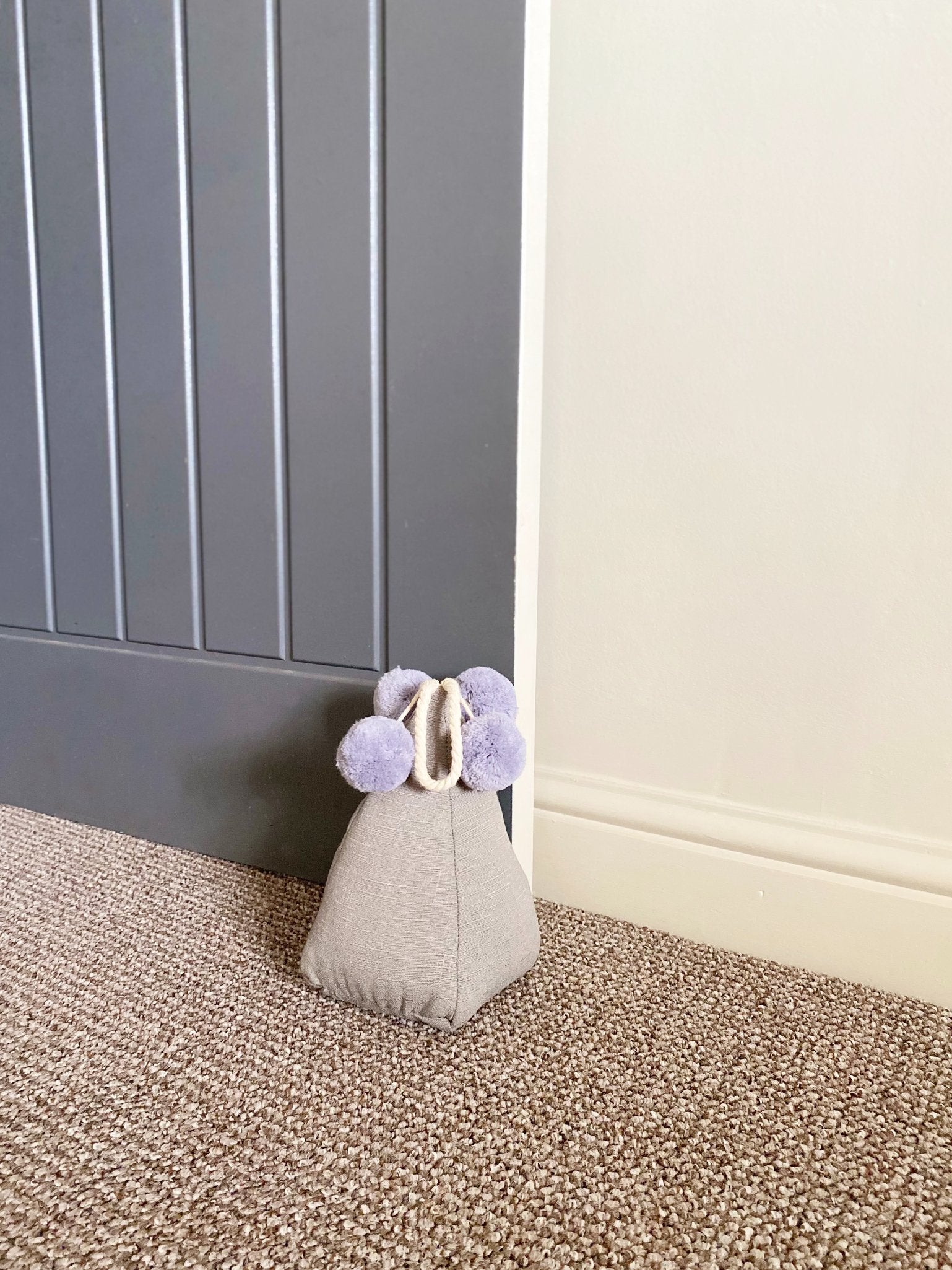 Grey Pompom Doorstop Willow and Wine