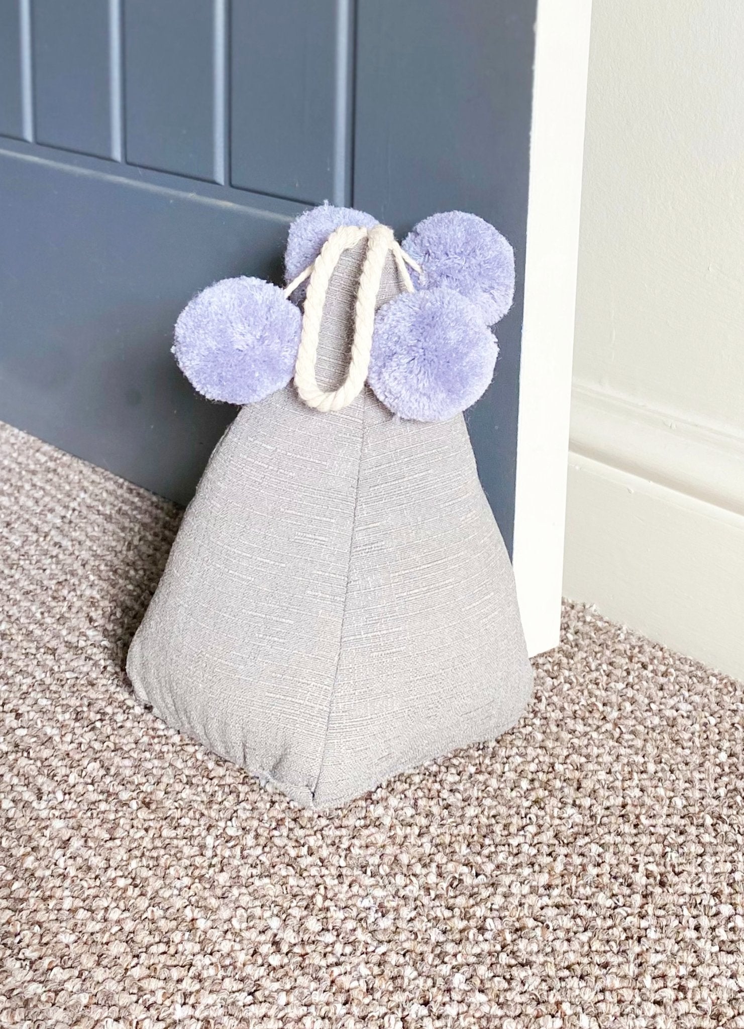 Grey Pompom Doorstop Willow and Wine